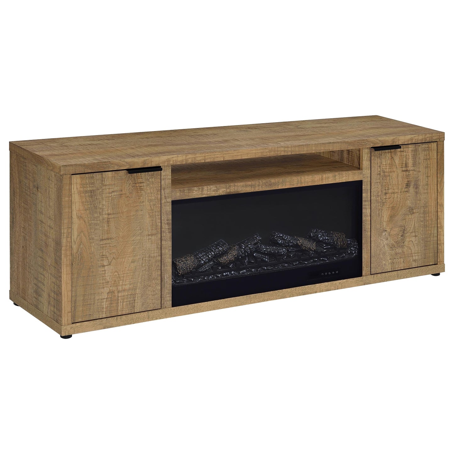 Meuble TV Fuller 60 pouces 2 portes avec cheminée et console multimédia Mango