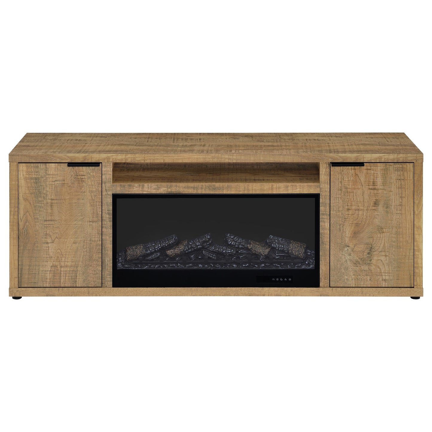 Meuble TV Fuller 60 pouces 2 portes avec cheminée et console multimédia Mango