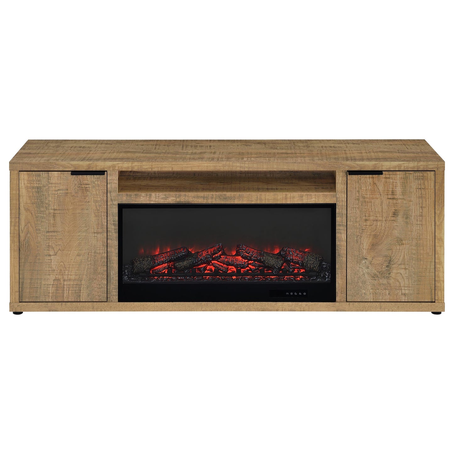 Meuble TV Fuller 60 pouces 2 portes avec cheminée et console multimédia Mango