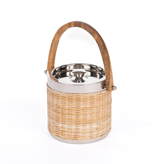Secchiello per il ghiaccio in rattan intrecciato e acciaio inossidabile