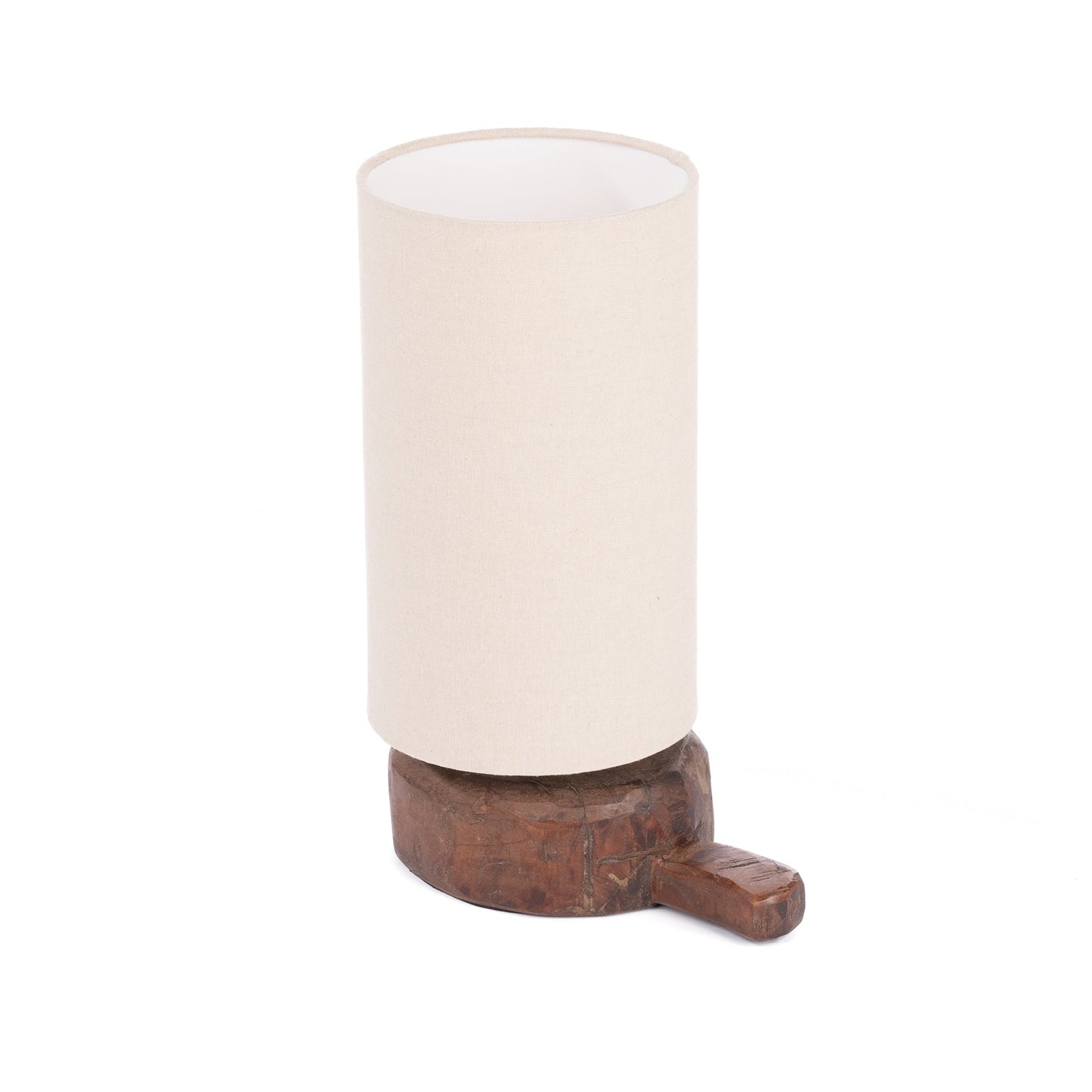 Lampada da tavolo con collo girevole in legno di recupero