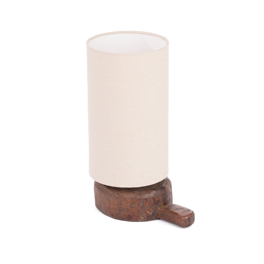 Lampada da tavolo con collo girevole in legno di recupero