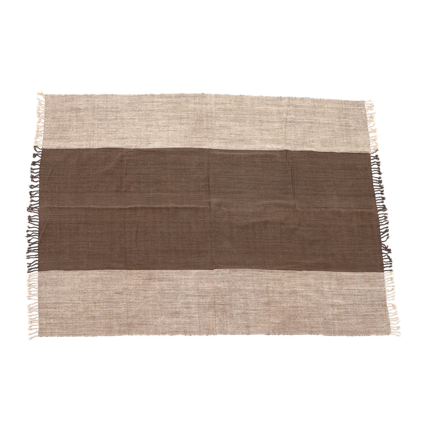 Coperta bicolore in cotone filato a mano color carbone