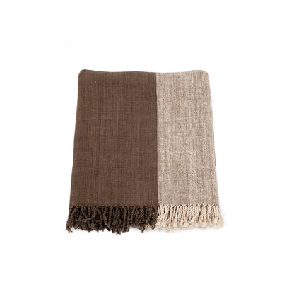 Coperta bicolore in cotone filato a mano color carbone