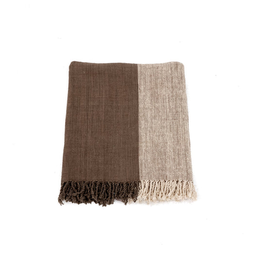 Coperta bicolore in cotone filato a mano color carbone