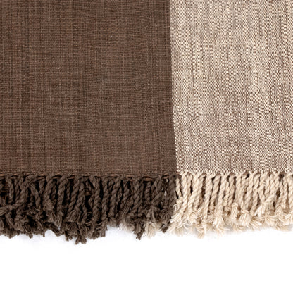 Coperta bicolore in cotone filato a mano color carbone