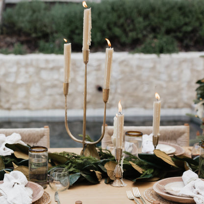 Candele coniche plissettate Lynn, lino