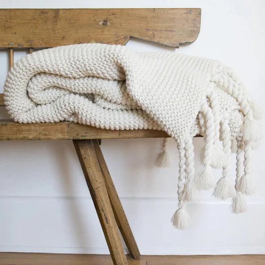 Coperta oversize Trestles di Pom Pom at Home, bianco antico