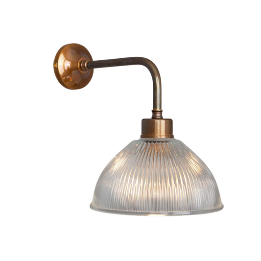 Applique da parete a cupola in vetro prismatico vintage Fowler