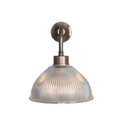 Applique da parete a cupola in vetro prismatico vintage Fowler