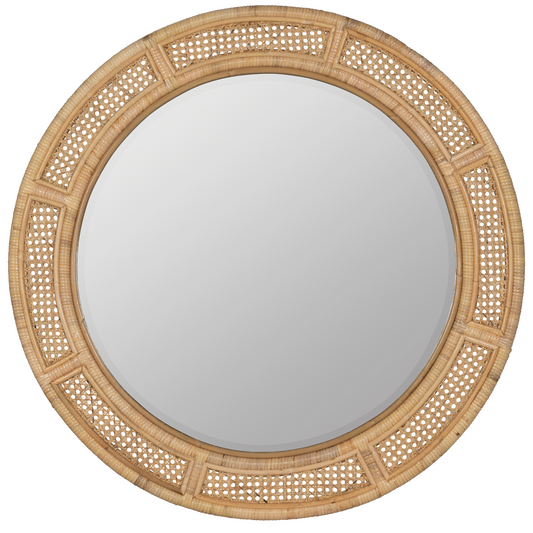 Specchio rotondo in rattan Vionna