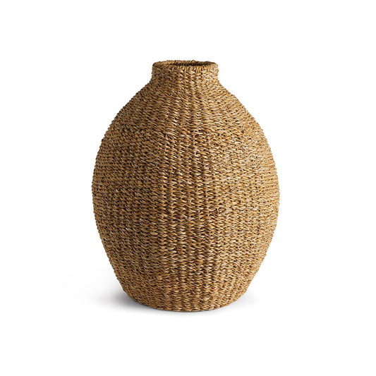 Vaso di erba marina intrecciata