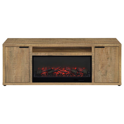 Meuble TV Fuller 60 pouces 2 portes avec cheminée et console multimédia Mango